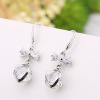 Long earrings, universal crystal with tassels, simple and elegant design, silver 925 sample