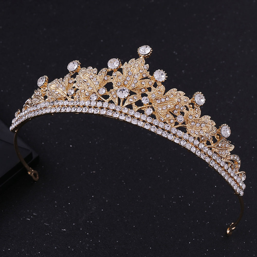 Mode Feuille Couronne Alliage Incruster Strass Couronne 1 Pièce display picture 3