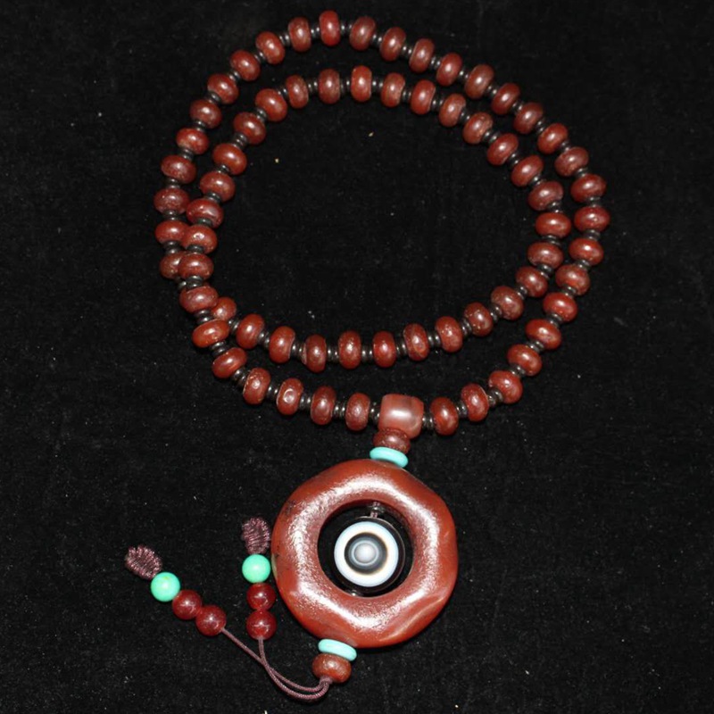 古玩杂项古董收藏仿古做旧玛瑙转运珠项链 挂件首饰品