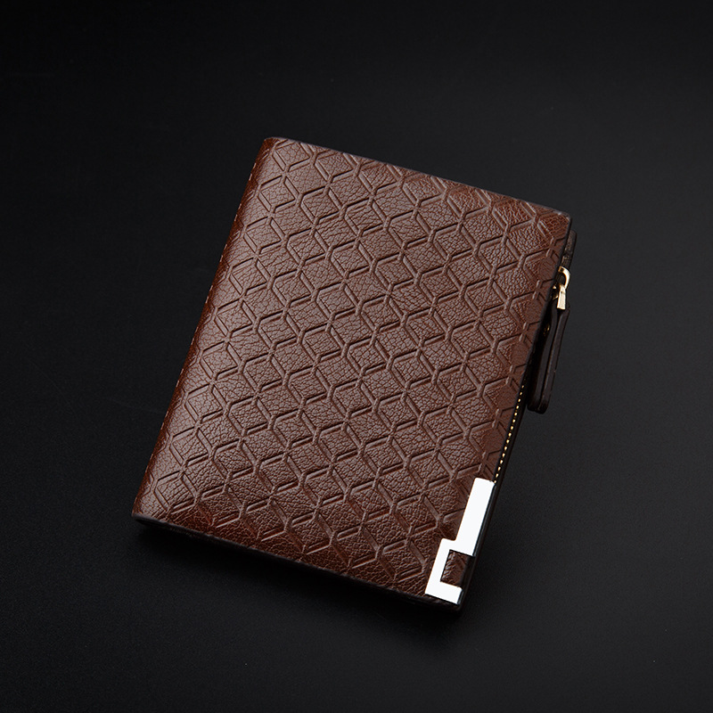 Los hombres de negocios impresos billetera corta casual 3-fold cremallera horizontal Borde de hardware billetera de moda Retro