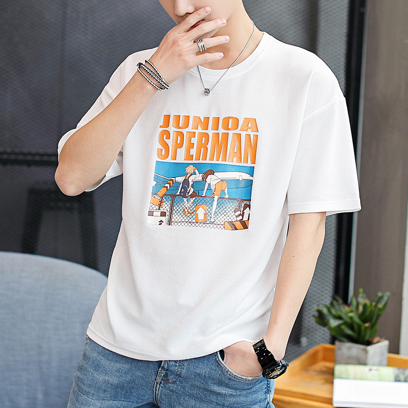 Short sleeve T-shirt for men 2019 summer new pattern printing T-shirts Base coat jacket Korean Edition Self cultivation T-shirt Color matching
