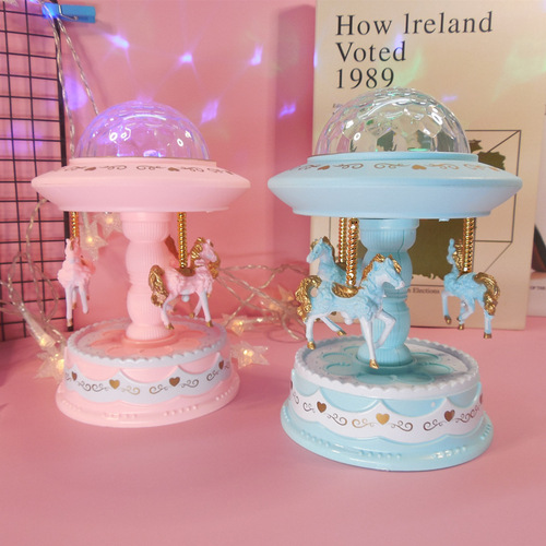 Light projection carousel music box cake decoration ornaments children's birthday gifts holiday decoration ornaments