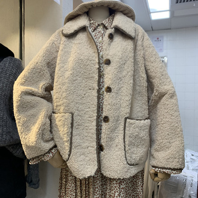 2019 new pattern Autumn and winter Women's wear Net Red Sherpa coat student Sen family Easy Fur integrated coat 3888