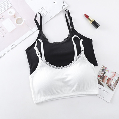 2020新款美背文胸内衣女蕾丝裹胸螺纹抹胸性感无钢圈吊带背心运动|ru