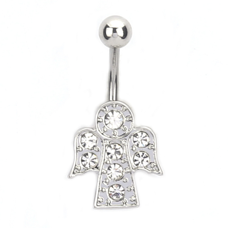 Elegant Bird Navel Barbell With Crystals Belly Button Piercing_voghion.com
