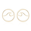 Wavy earrings stainless steel, fresh accessory, European style, wholesale