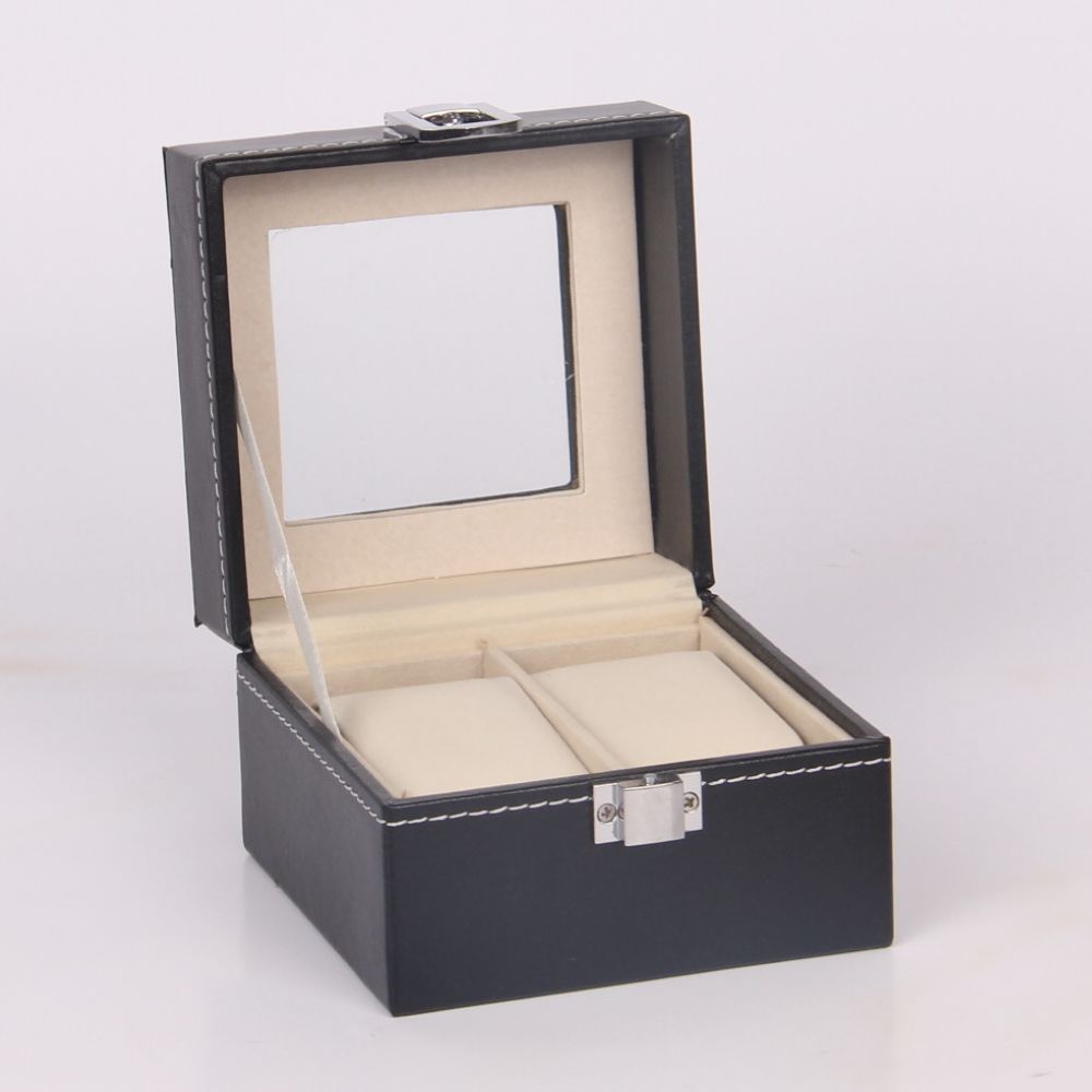 现货仿皮2位手表包装盒手表收纳盒手表佛珠手串收纳展示盒