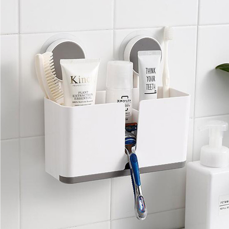 Estante de almacenamiento sin perforaciones para el hogar, caja de almacenamiento de cepillos de dientes montada en la pared para baño, escurridor de cocina, jaula para palillos, cepillo de dientes eléctrico