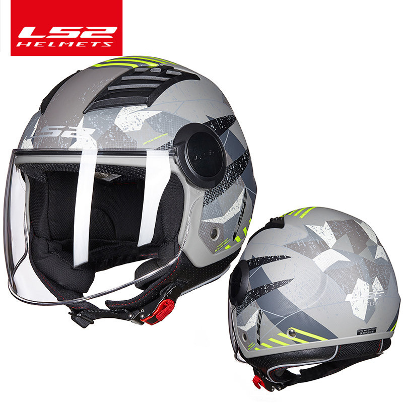 LS2半覆式电动机车摩托车头盔OF562男女个性复古哈雷盔四季蓝牙