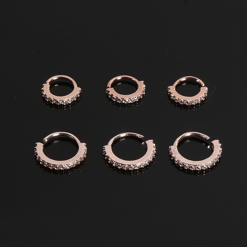 Fashion Round Copper Inlay Zircon Womenu0027S Nose Ring 1 Piece