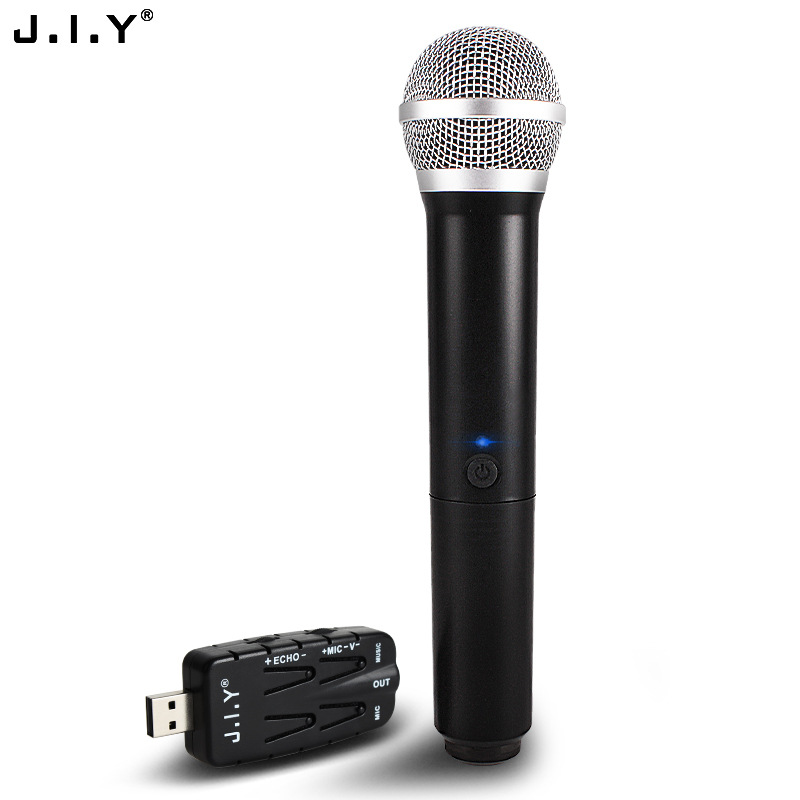J.I.Y無線麥克風(fēng)U段一拖二音響家用K歌外置聲卡USB電腦接收器話筒