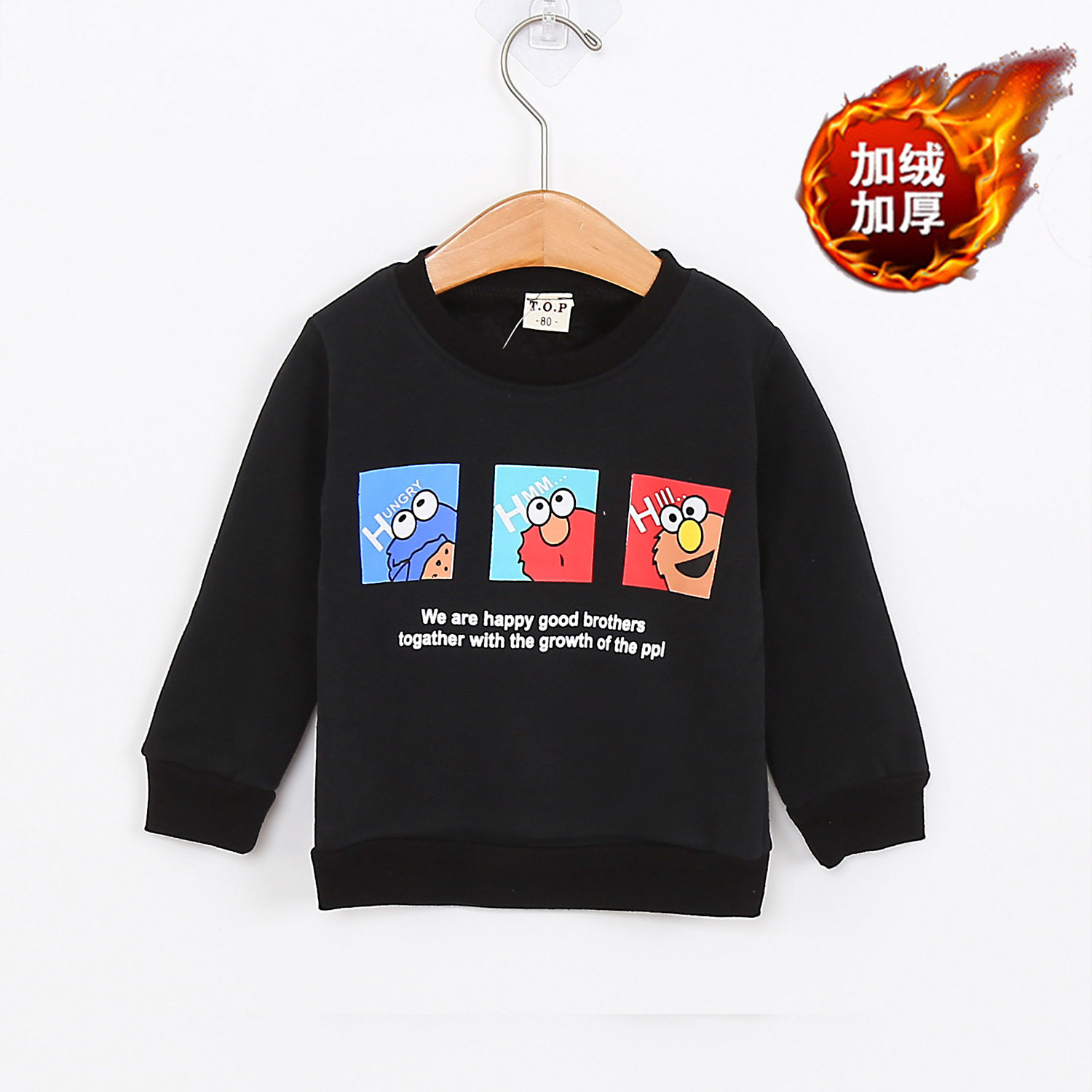 [Bathe]Adidas Plush men and women Long sleeve Sweater baby thickening T-shirts Primer 0-4 Support by age