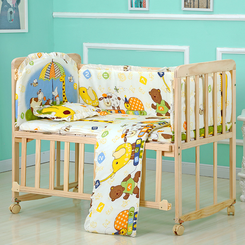 嬰兒床圍組合加厚防撞可水洗全棉床品新生兒被子床笠套件床護圍欄
