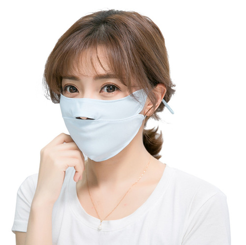 Sun Protection Women's Ice Silk Spring Summer Cycling Ear Hanging Solid Color Thin Nose Ventilated Face Mask