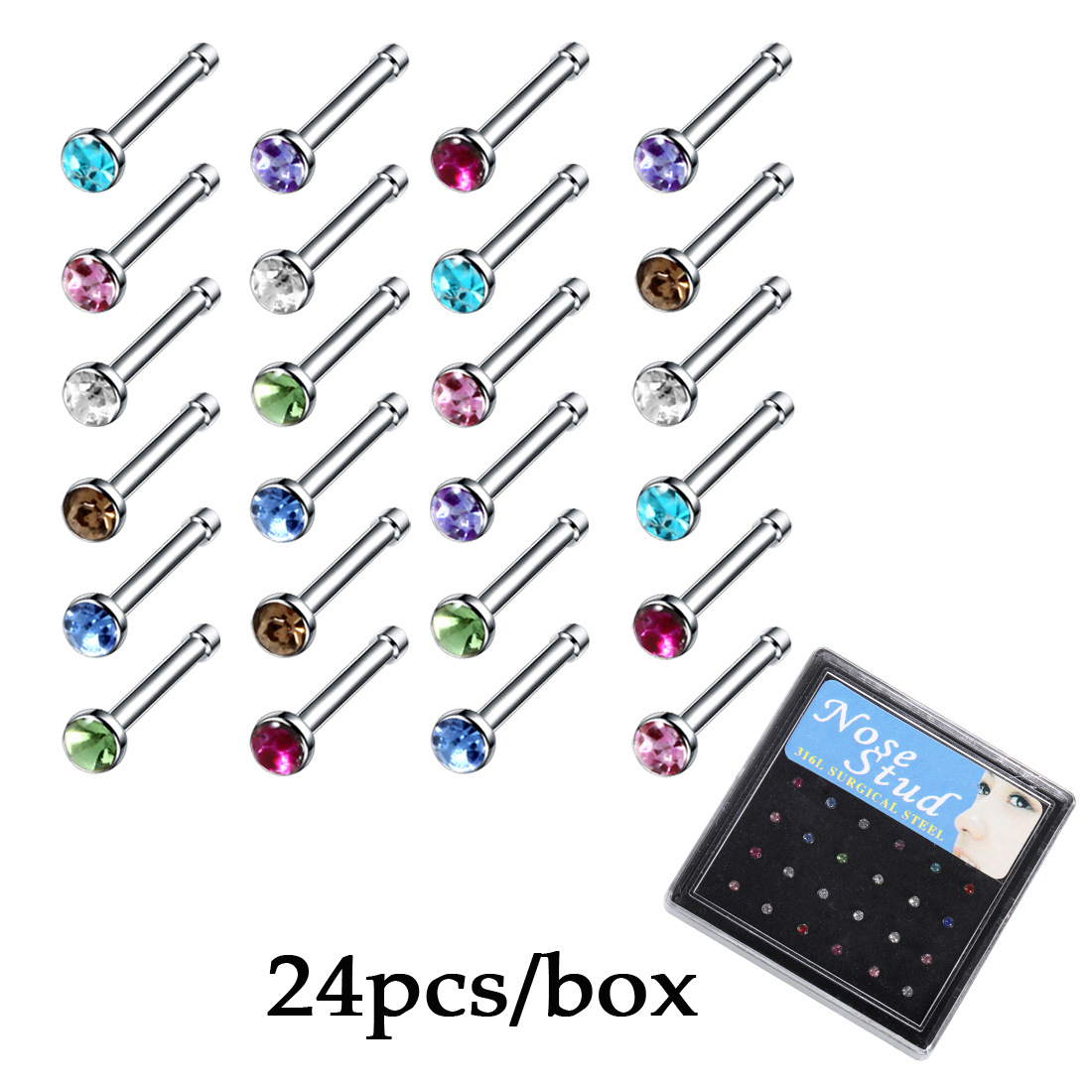 Fashion C Shape Stainless Steel Plating Zircon Nose Studs display picture 2
