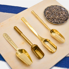 Copper art tea spoon, stainless steel tea shovel, small tea spoon, tea tray, tea ceremony Kung Fu tea set accessories, spare tea making tool set