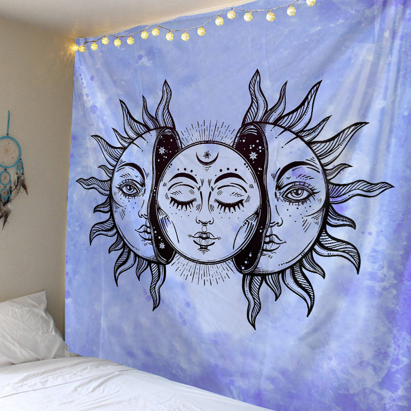 工厂直销  太阳月亮家居印花挂毯卧室床头背景布挂布壁挂