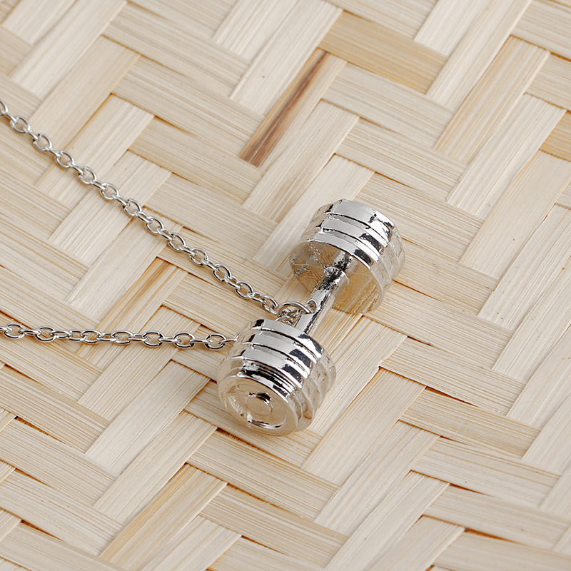 hot sale fitness master necklace men and women fun fitness sports barbell pendant necklace clavicle 