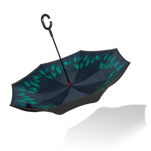 Reverse umbrella with customizable logo, car C-shaped double-layer hands-free female cartoon children's German car umbrella automatic