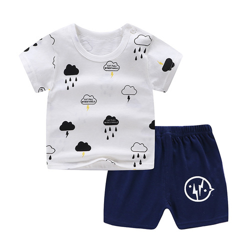  new baby short-sleeved suit children's clothes pure cotton children's summer clothes male and female baby t-shirt short-sleeved children's clothing