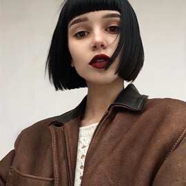 跨境欧美假发human hair女士短发刘海假发头套假发lace closure