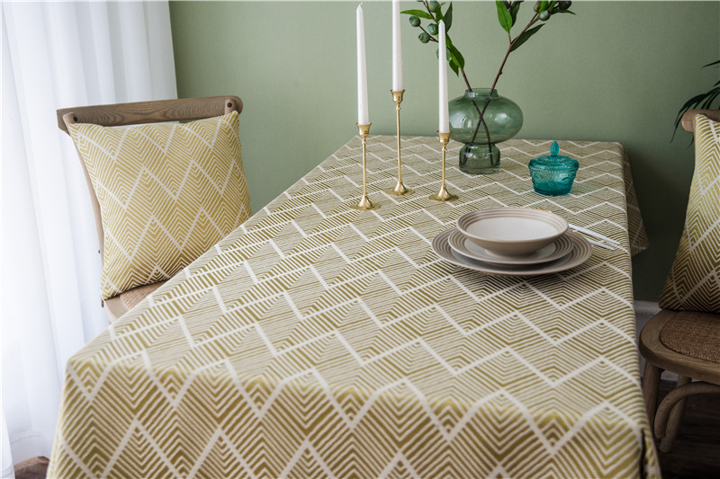 Waterproof Modern Minimalist Jacquard Wave Pattern Nordic Rectangular Coffee Table Dining Tablecloth Manufacturer_voghion.com