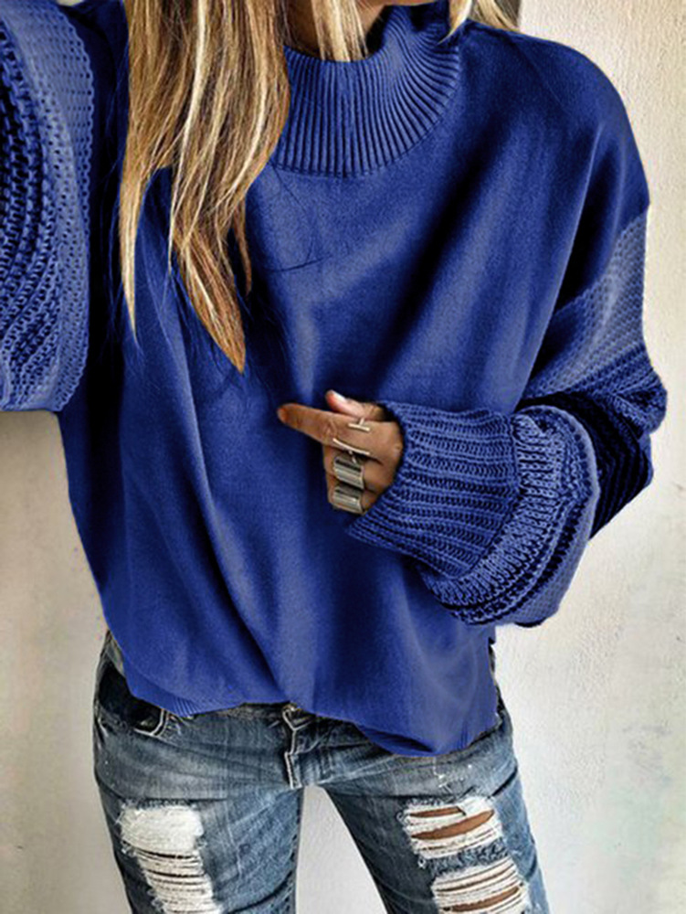 new solid color round neck loose knit sweater  NSLK11387