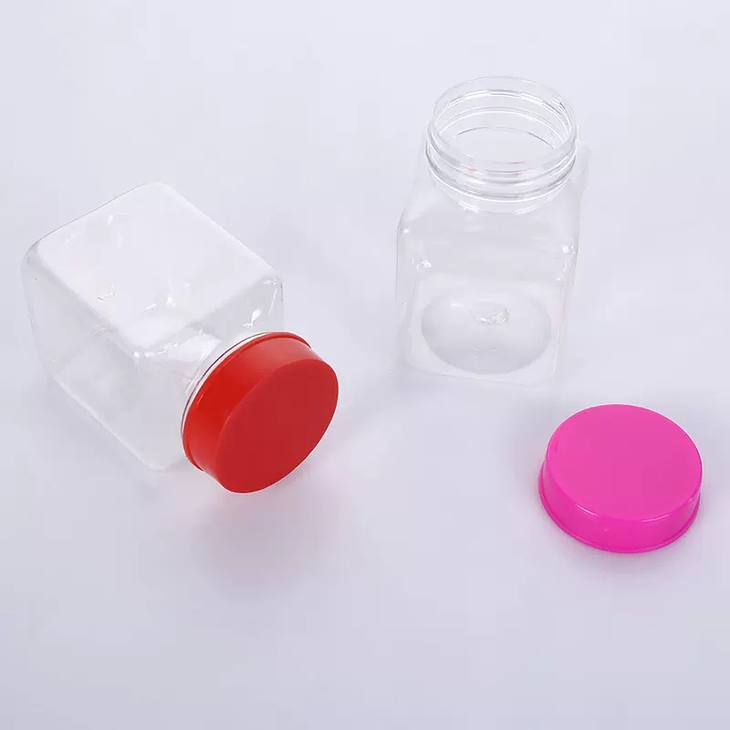 32口四方瓶透明罐食品塑料瓶pet密封包装罐饼干花茶罐子批发