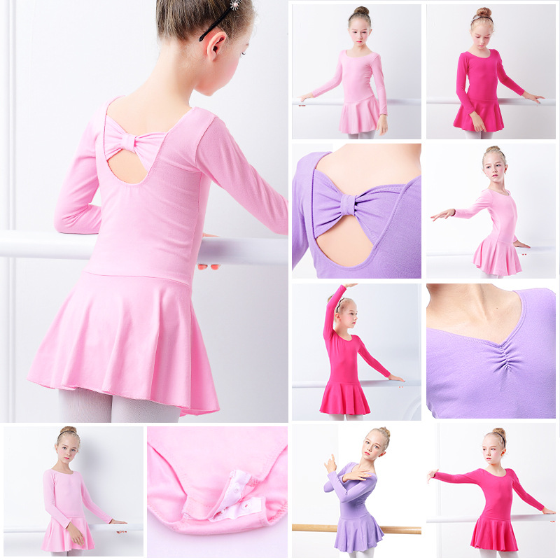 Ropa de baile para niños ropa de práctica de mujer primavera mariposa de manga larga ropa de clasificación para niñas falda de Ballet de danza China Nacional