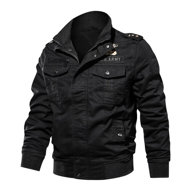 Spring and autumn thin men’s stand collar embroidered air force coat casual cotton jacket for men