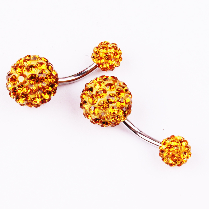Multi-Color Shambhala Czech Diamond Ball Navel Ring 316L Surgical Steel Belly Button Piercing Jewelry 6/10MM detail image 14
