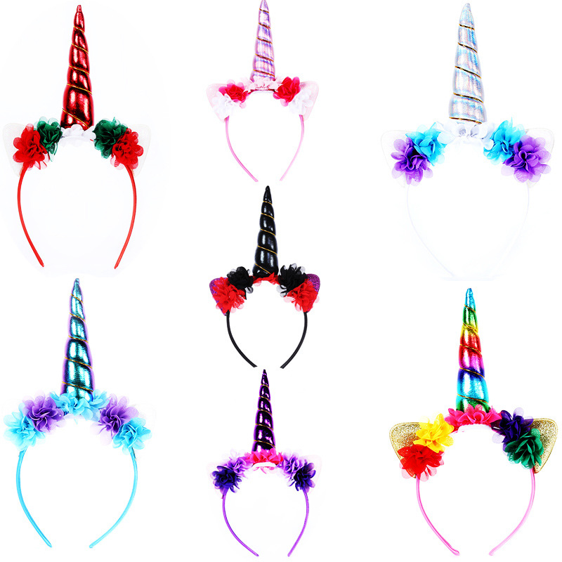 Europe and America Explosive money children unicorn Hair hoop Baby Birthday party party colour unicorn Hair hoop