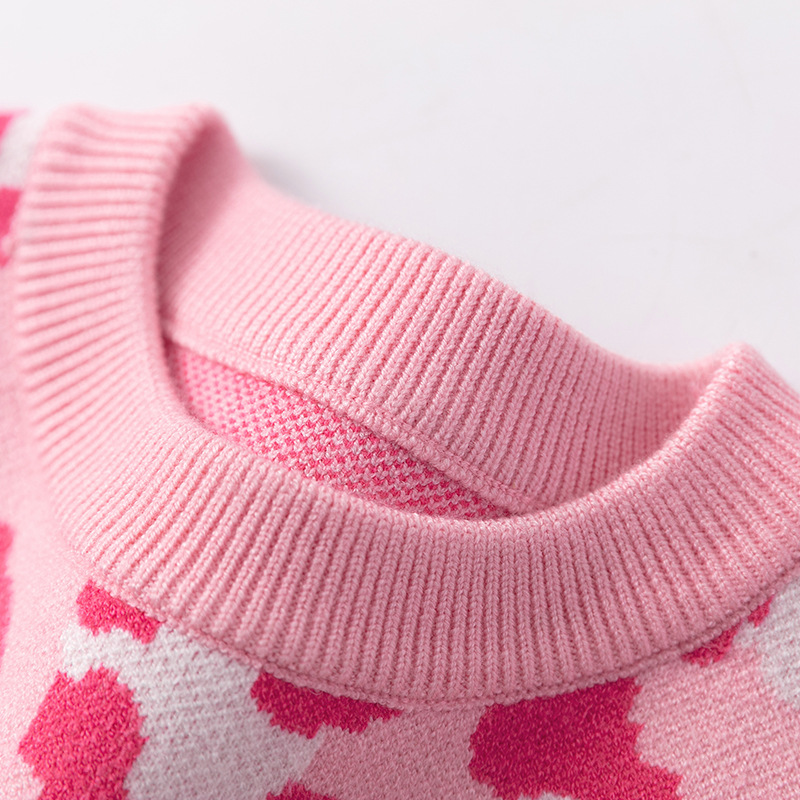 Suéter de Amazon para niños otoño e invierno nuevo suéter de estampado de leopardo europeo y americano suéter de fondo para Niñas Ropa para niños