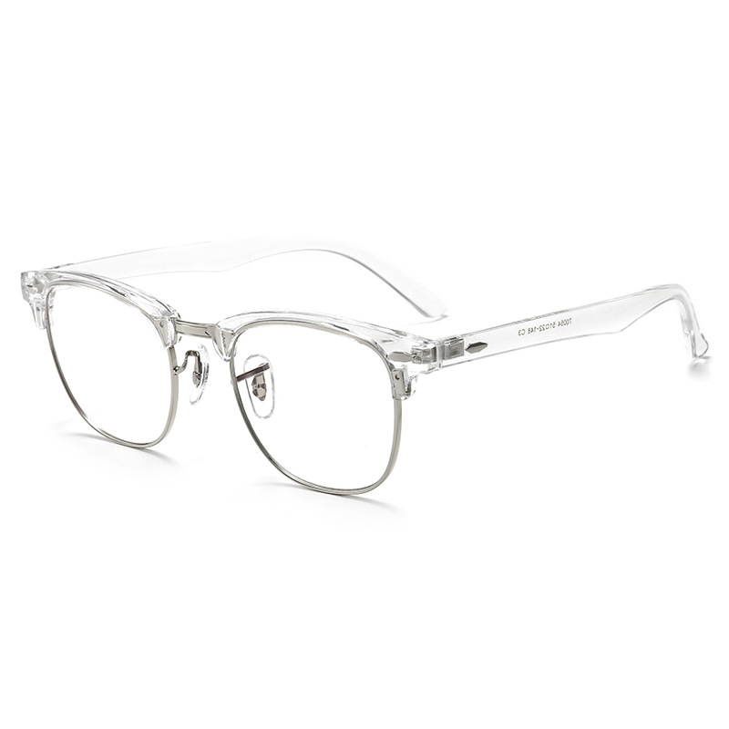 Las gafas de marco negro liso enmarcan las gafas lisas de los hombres gafas de miopía de medio Marco de las mujeres pueden equiparse con lentes gafas de cara grande marco ojos celebridad en línea