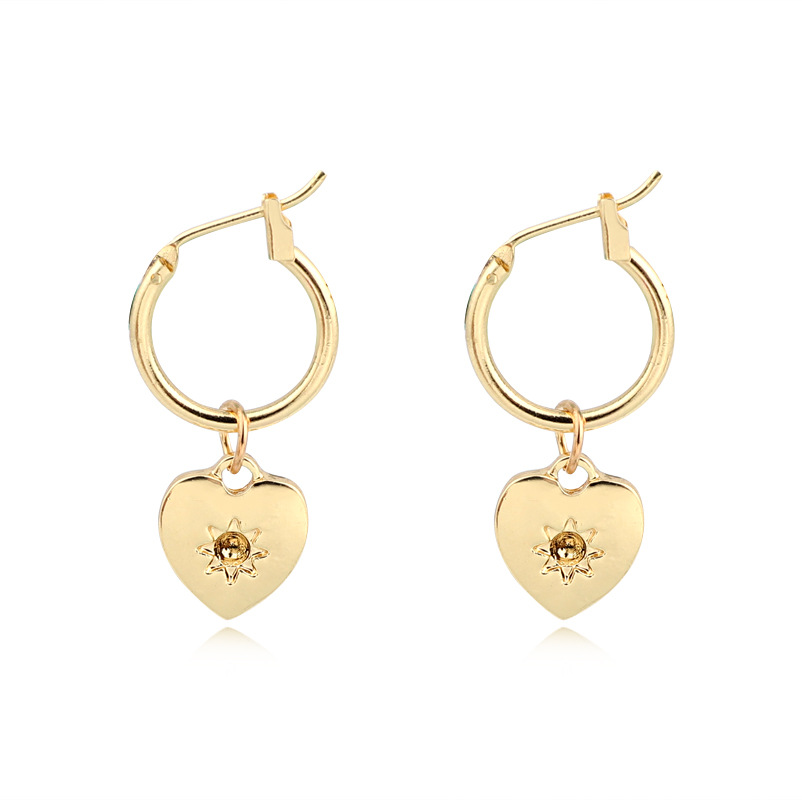 10g Weight No Inlaid Inlay Material Earrings Classification Travel, Festival Occasion Alloy Material Heart Pattern Women'S Gender Simple Style Style White, Gold Color Simple Style Heart Alloy No Inlaid Drop Earrings 1