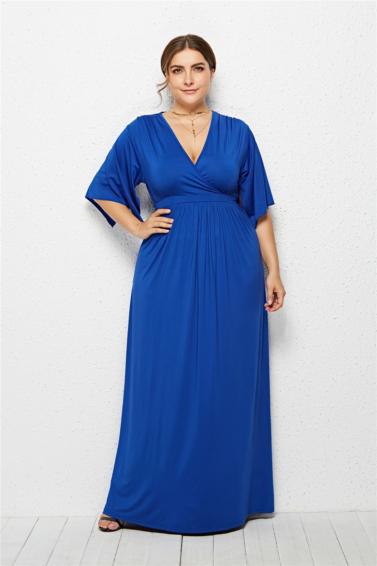 plus size solid color loose dress NSLM33312