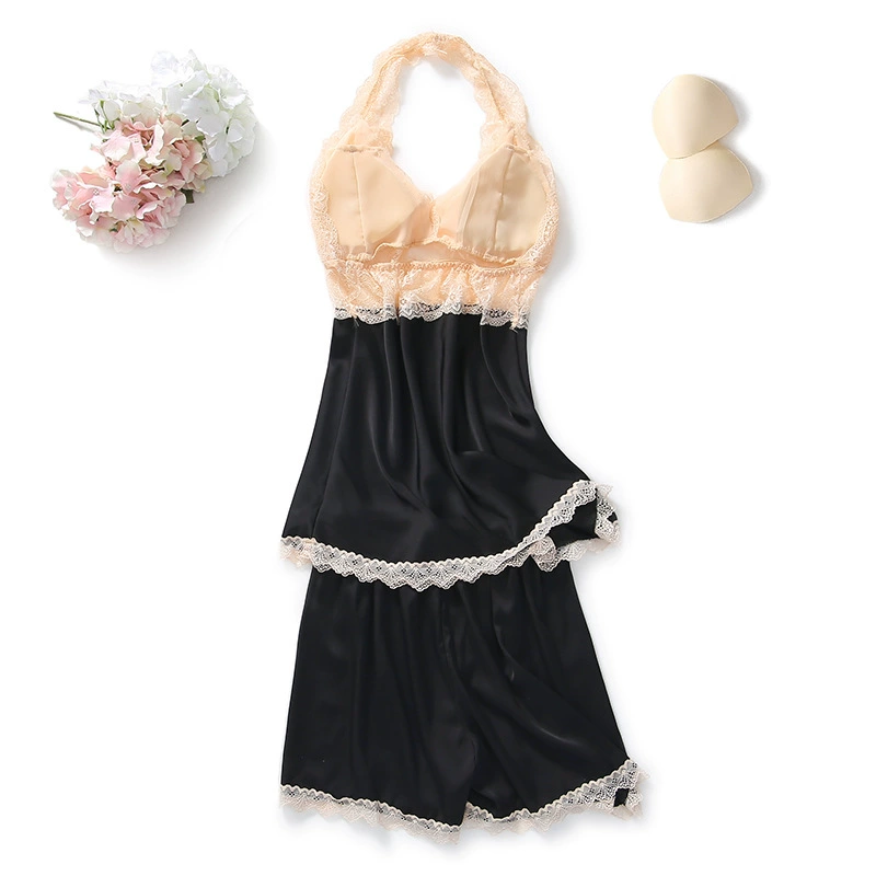 Summer silk pijama with bow, sexy set, lifting effect