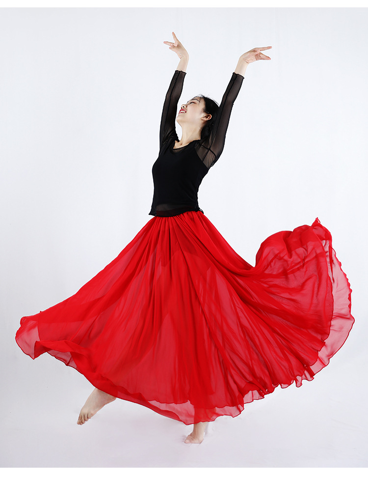 Estilo chino moderno baile ballet danza práctica Ropa danza clásica rendimiento ropa mujer vestido de media longitud gran swing falda elegante image 7