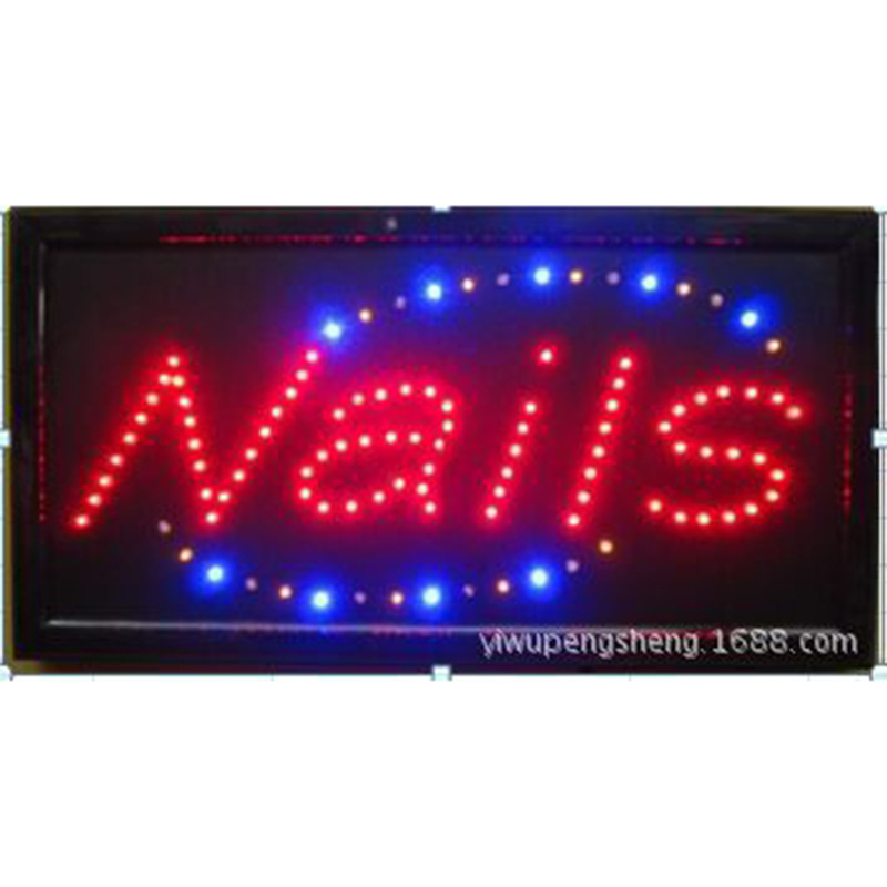 LED广告牌 NAILS美标带开关  LED SIGN室内节能招牌商用电子