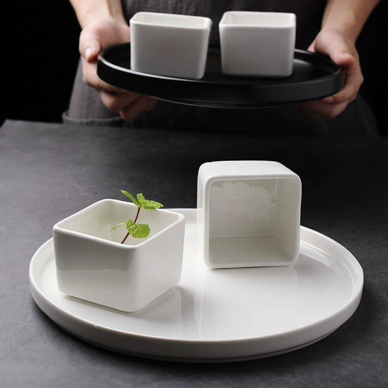 Creative ceramic Sifang Bowl Hotel Article Motor Cai California Cold Vegetable Molecular Cooking Sifang Cup Featured Food Cup