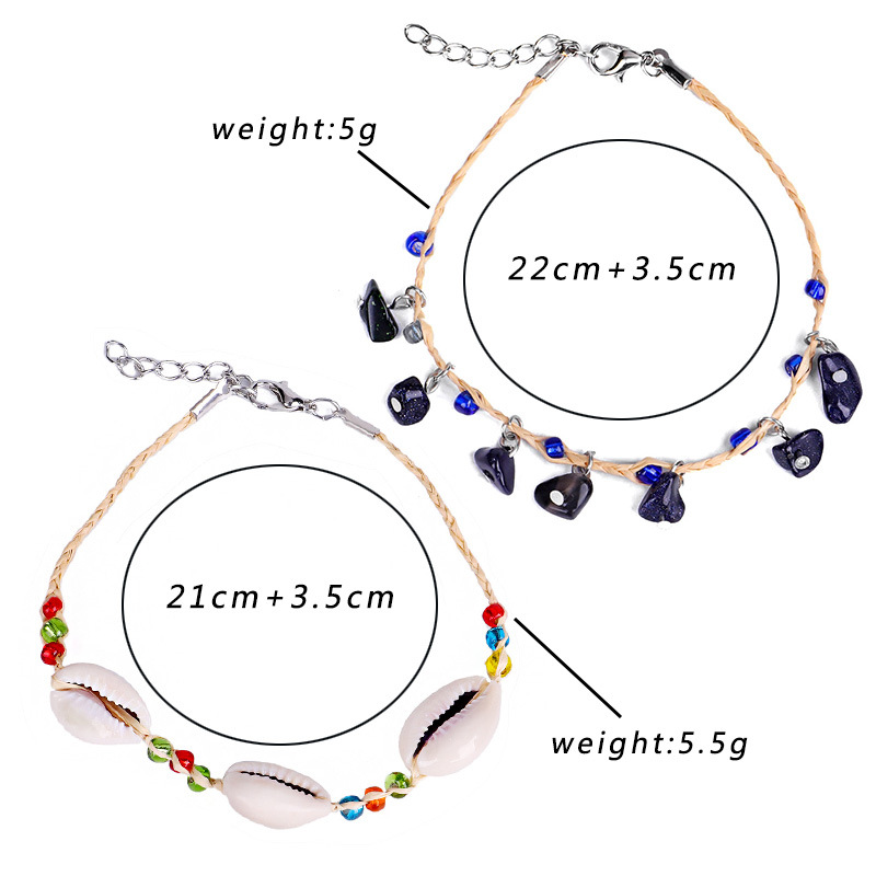 Bohemian Geometric Alloy Straw Braid Artificial Gemstones Womenu0027S Anklet