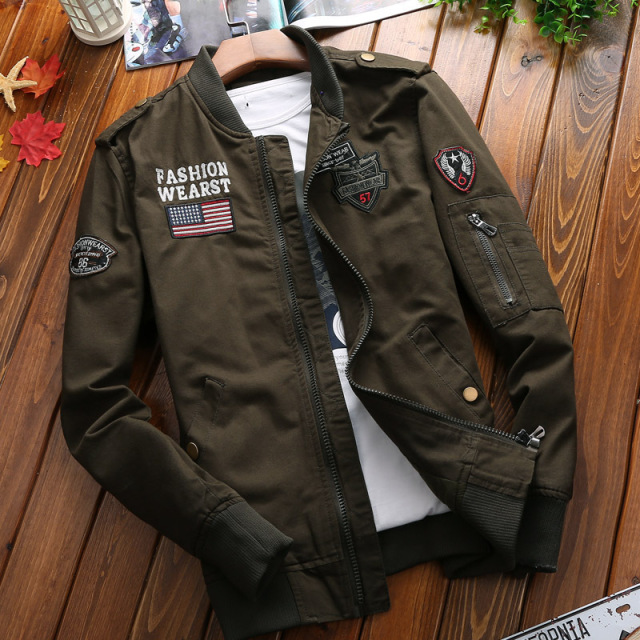 Autumn men’s wash jacket air force No.1 casual cotton slim coat