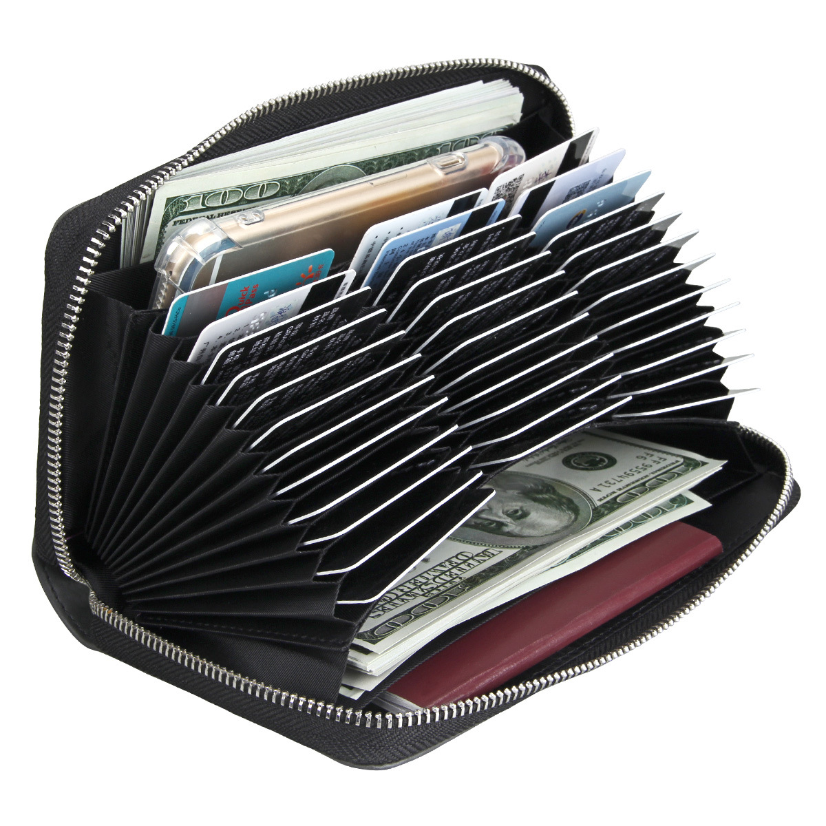 Wallet Card Holder Versatile Bag Rfid Men's Genuine Leather Large Capacity Women's Long Zip Organ Card Holder Multiple Card Slots display picture 4