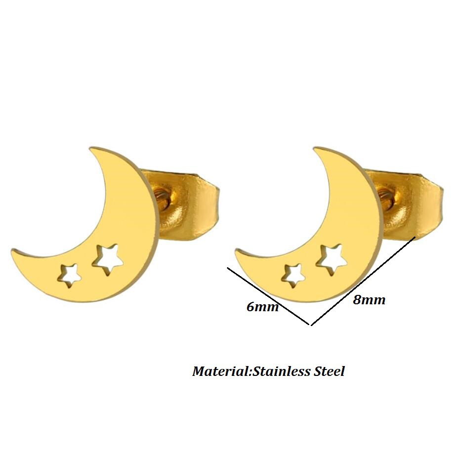 Women's Simple Style Moon Stainless Steel No Inlaid Ear Studs Hollow Out Stainless Steel Earrings display picture 6