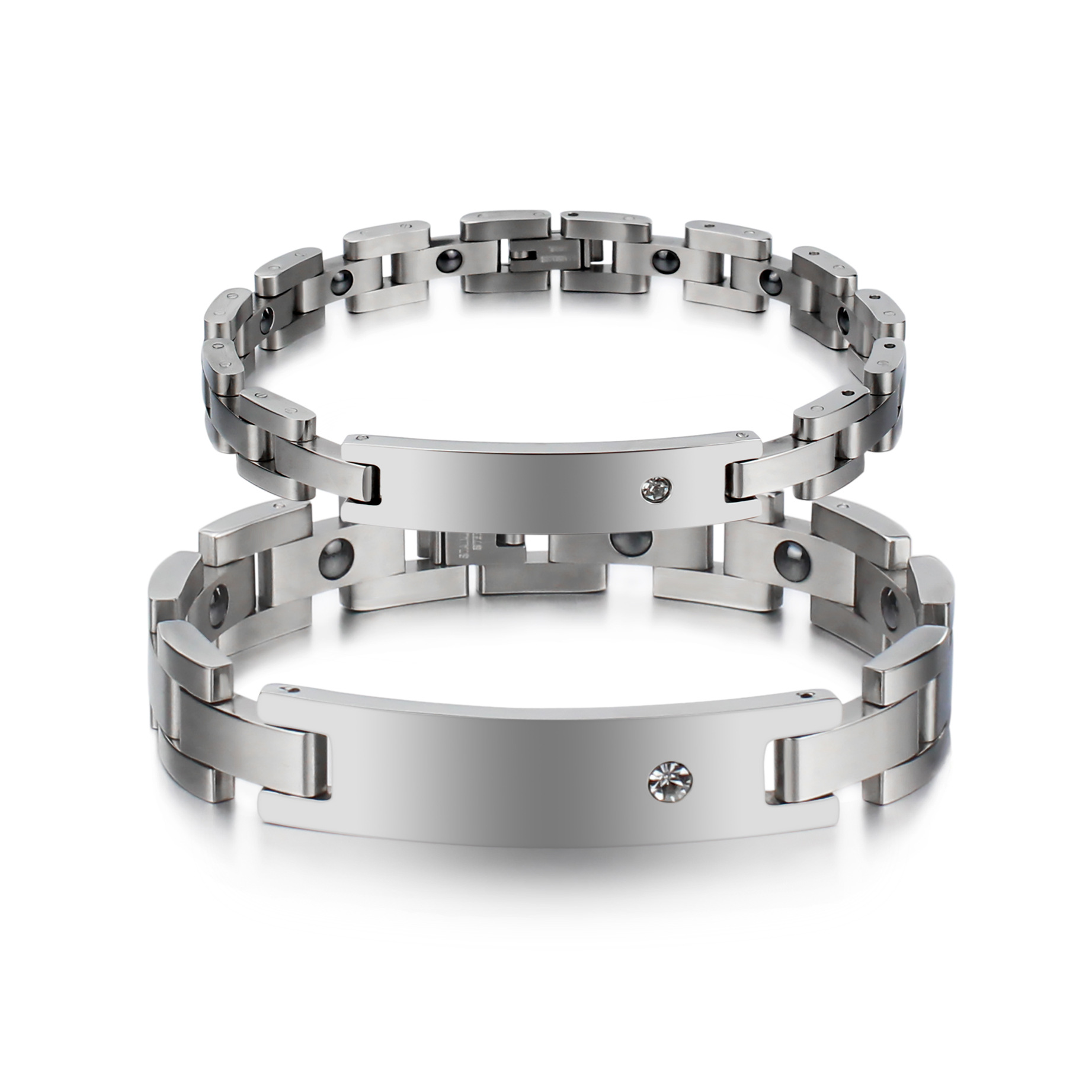 Original Design Geometric Titanium Steel Couple Bracelets display picture 2