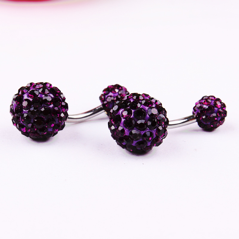 Multi-Color Shambhala Czech Diamond Ball Navel Ring 316L Surgical Steel Belly Button Piercing Jewelry 6/10MM detail image 7