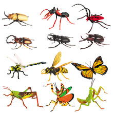 3D拼裝昆蟲模型批發4款混20只蜻蜓蝗蟲螳螂黃蜂5966恐龍動物模型
