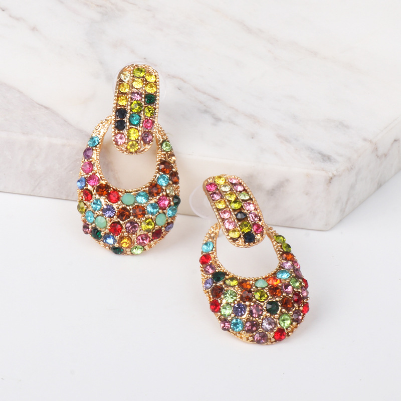 Fashion Simple Alloy Diamond-studded Earrings display picture 2