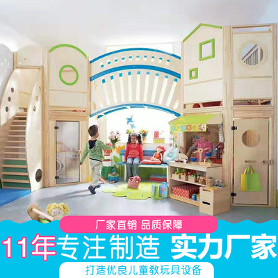 Early education indoor wooden  indoor Attic Scene Cabin Role Playing a doll simulation Game house