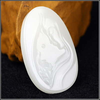 玉城新疆和田玉吊坠 羊脂白玉观音挂件 观世音菩萨 0173 I8|ms